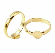 Fingerring - Ringbase. Forgyldt. Justerbar. 8 mm plade